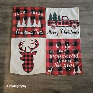Festive Holiday Plaid Pillow Covers Set